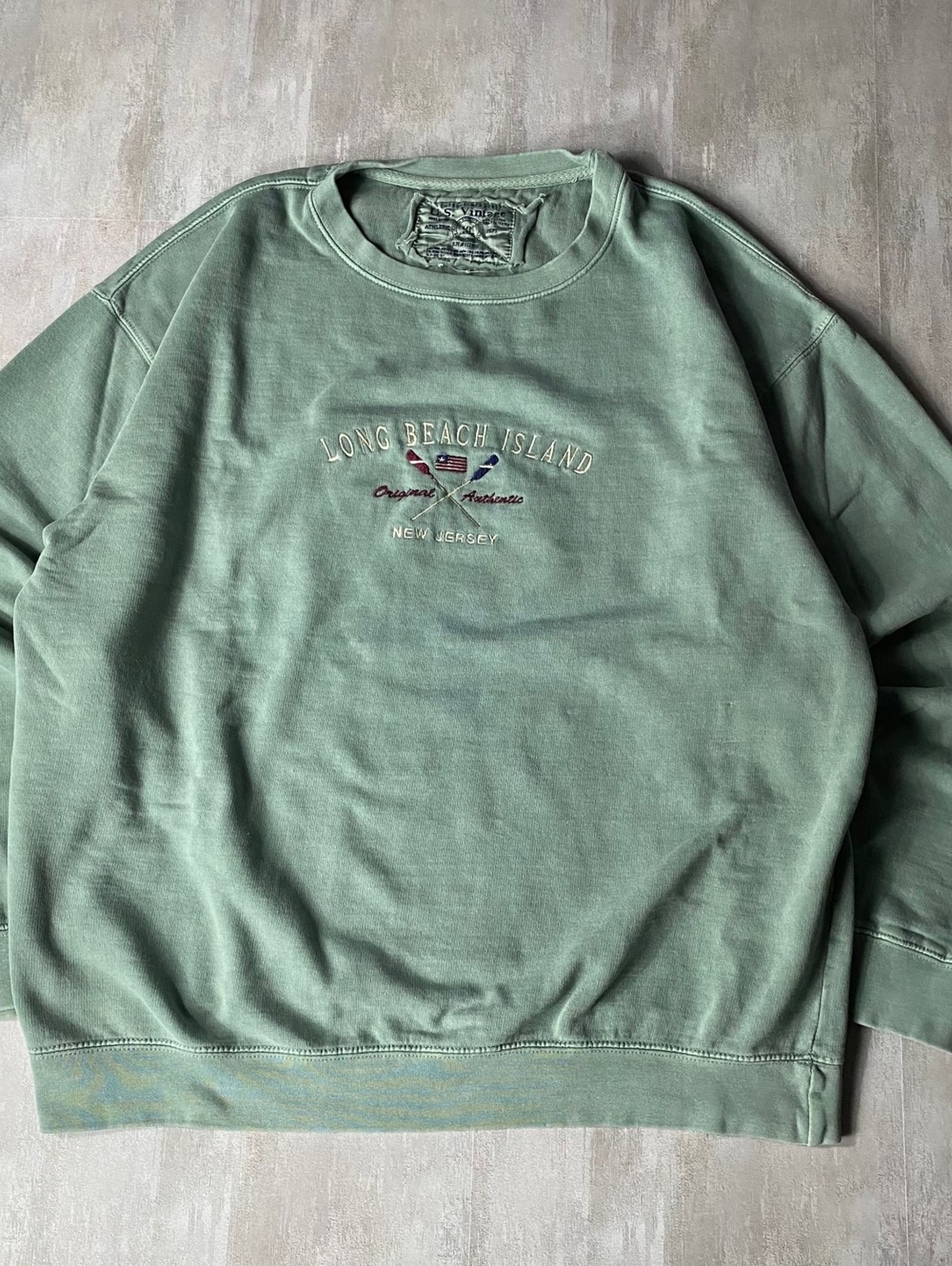 Vintage Early 2000s y2k US Sweatshirt Mens XL Green Long Beach Embroidered